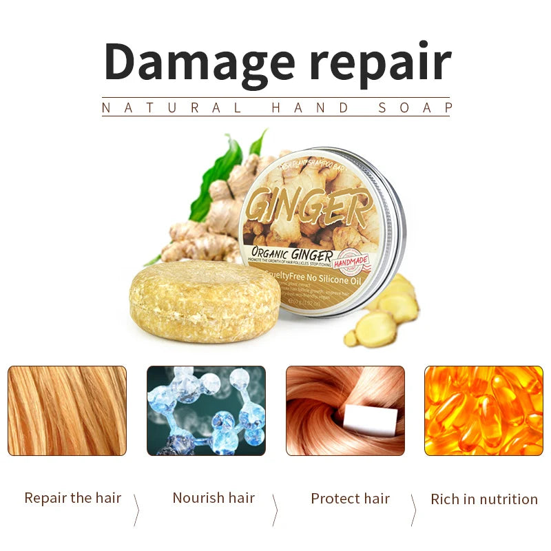 Shampoo Soap Ginger Solid Bar Clean Scalp Remove Oil Freshen Wash Qme