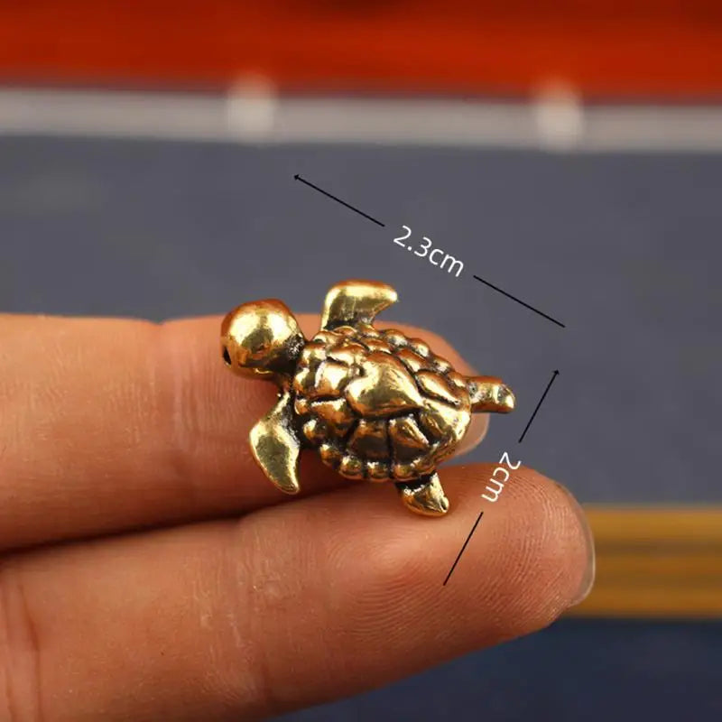 1 Desk Decor Tea Pet Home Office Car Ornament Brass Turtle Figurine Qme