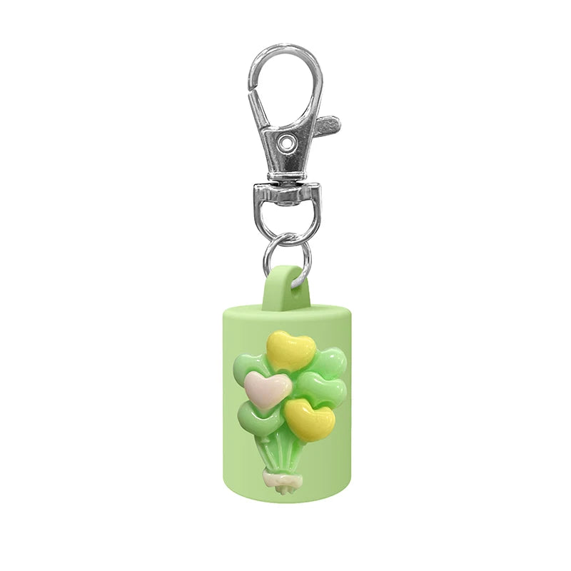Portable Lipstick Pouch Keychain Balloon-shaped Protective Case Lip Qme Green