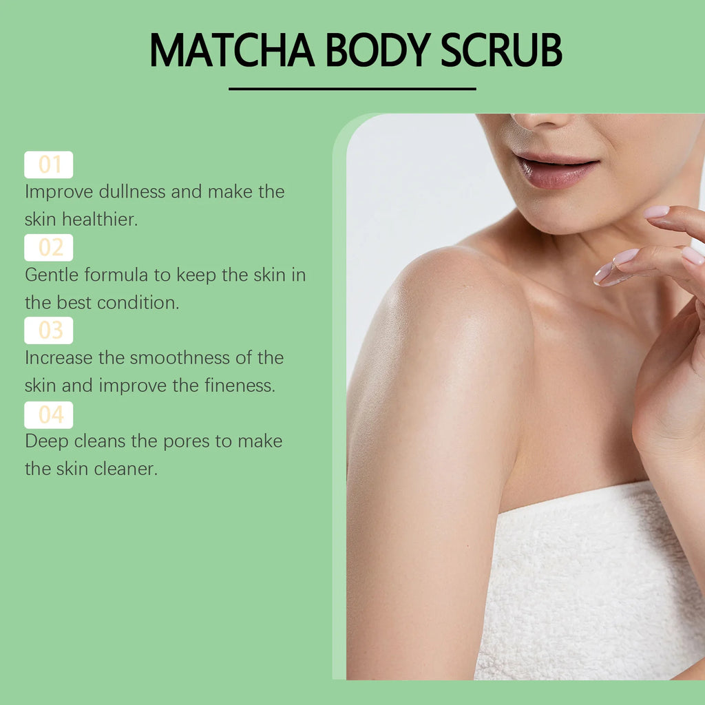Matcha Sea Salt Body Scrub Exfoliating Remove Dead Skin Improve Dry Rough Deep Cleansing Smoothing Brightening Moisturizing Scru Qme
