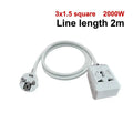 Home Office Schuko Power Strip 3-Outlet 7-Hole Extension Cord Qme 200CM
