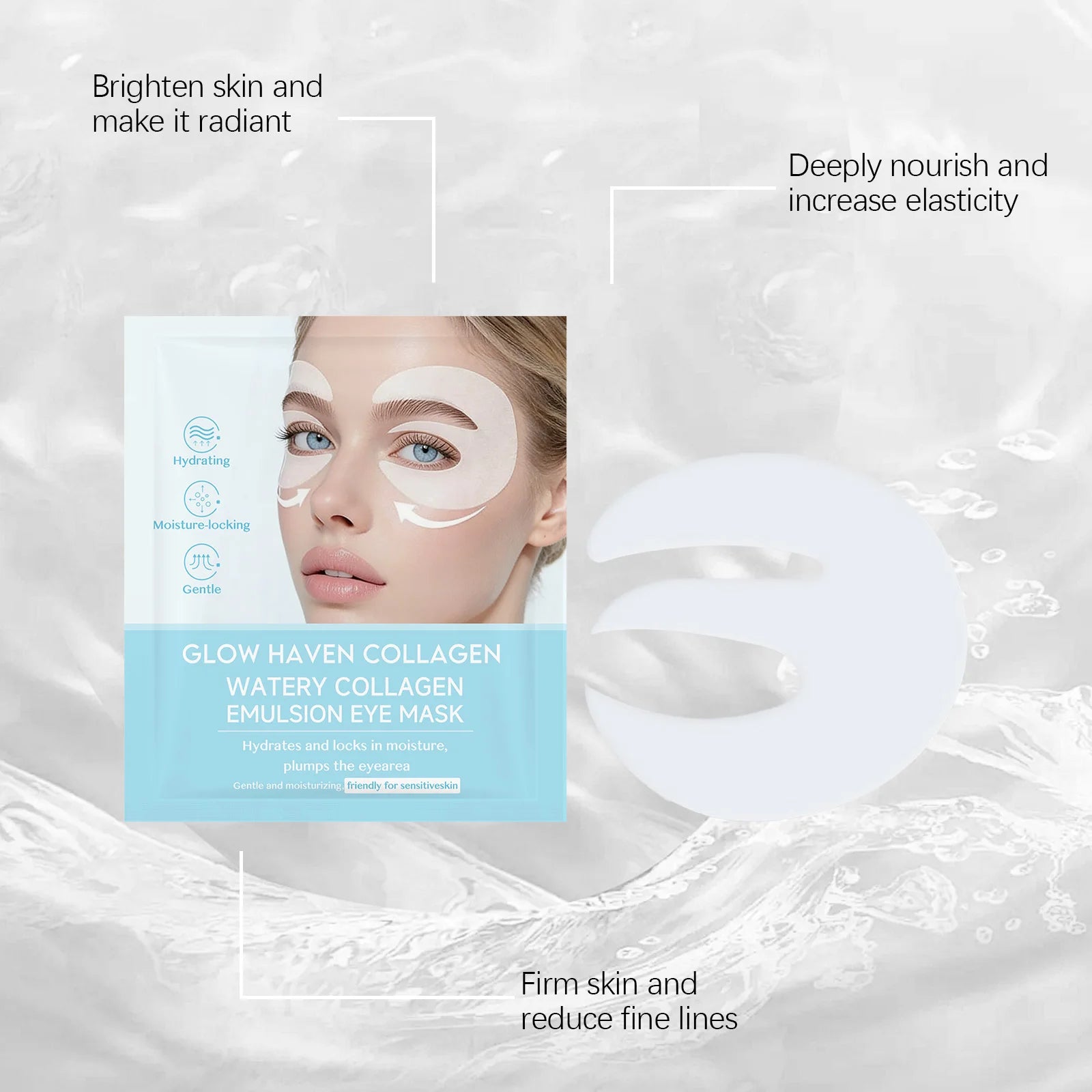 Hydrolyzed Collagen Eye Mask Hydrating Firming Anti-Wrinkle Under Eye Patches Anti Puffiness Dark Circles Soft Eye Contour Skin Qme