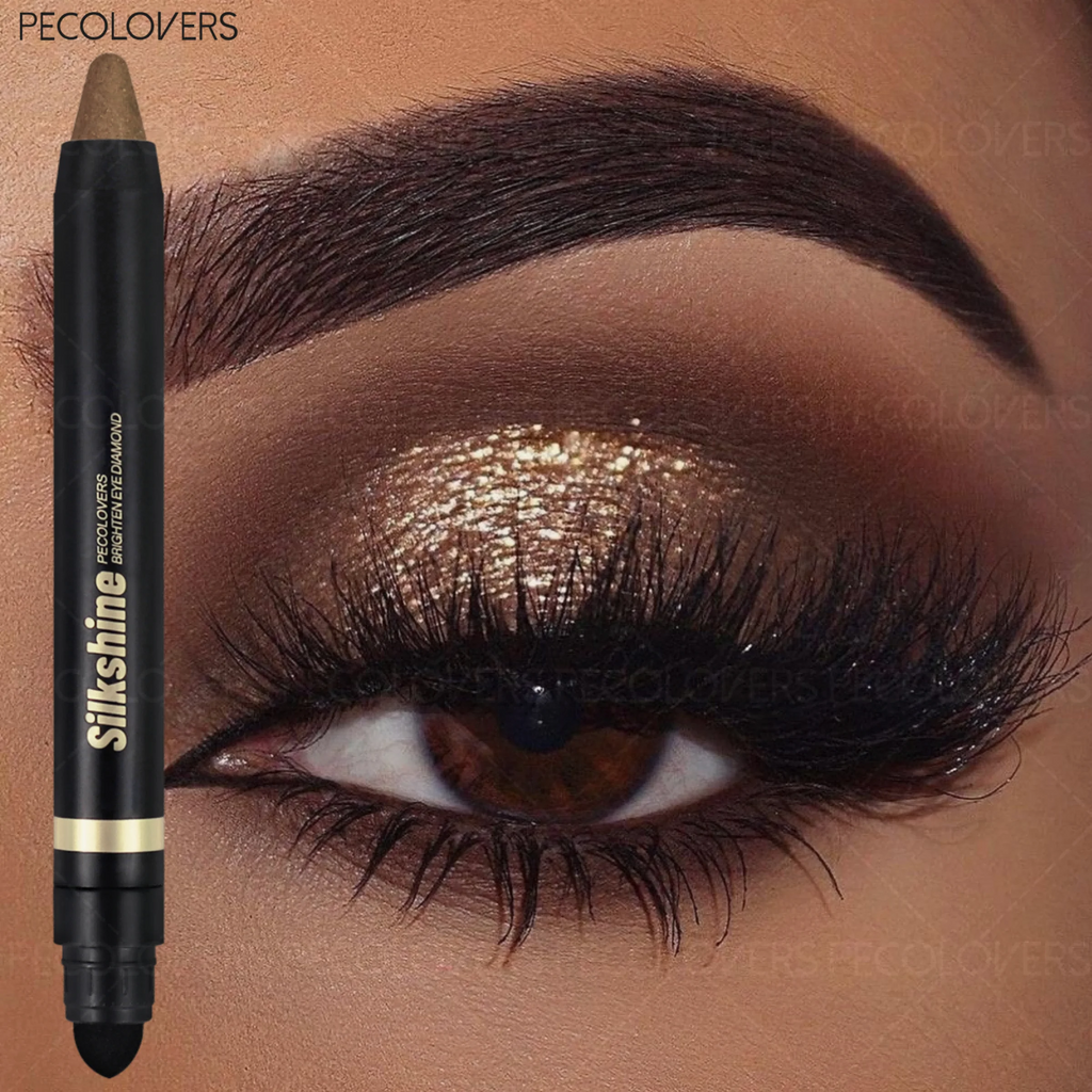 Double-head Highlighter Eyeshadow Stick Soft Brush Brown Forest Green Qme