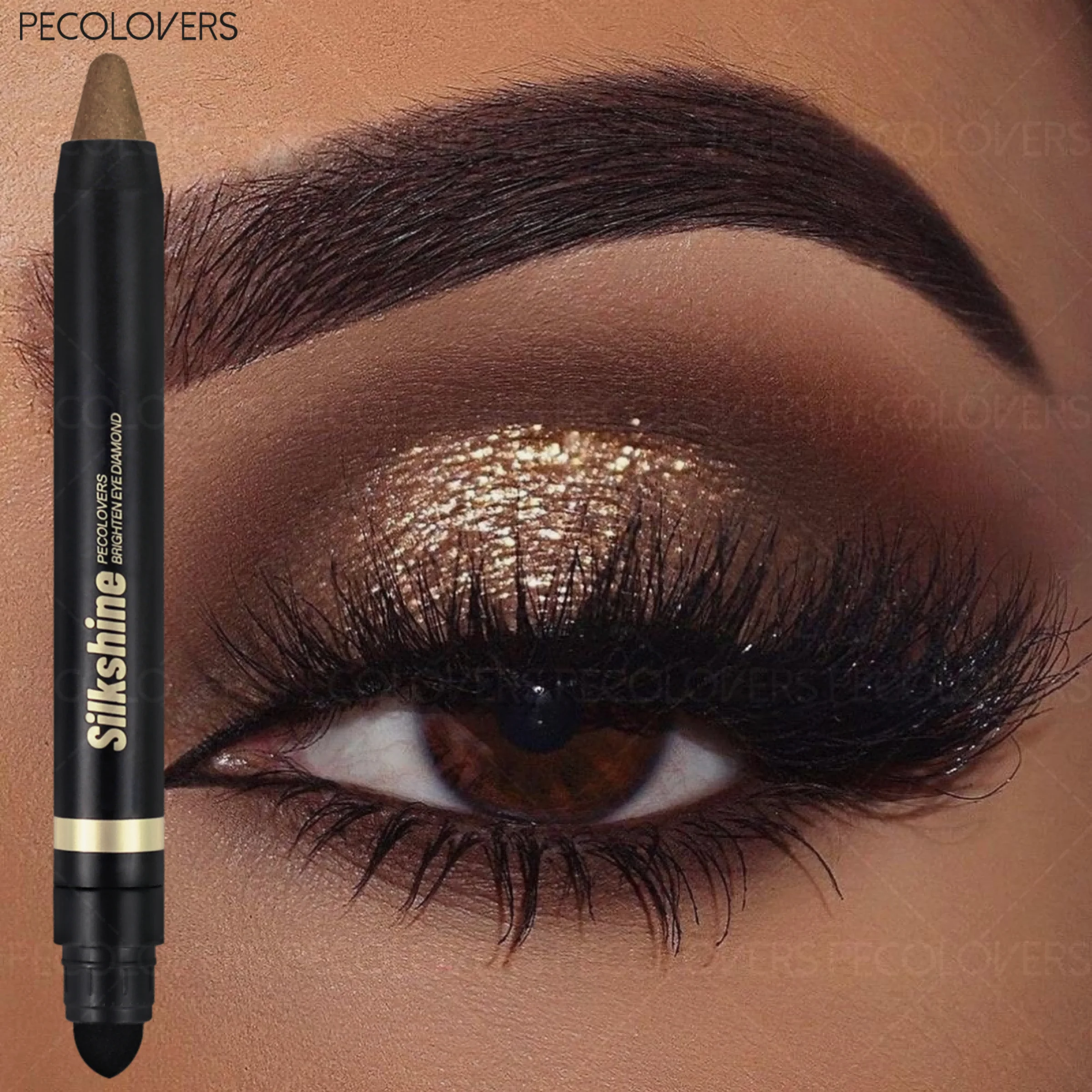 Double-head Highlighter Eyeshadow Stick Soft Brush Brown Forest Green Qme