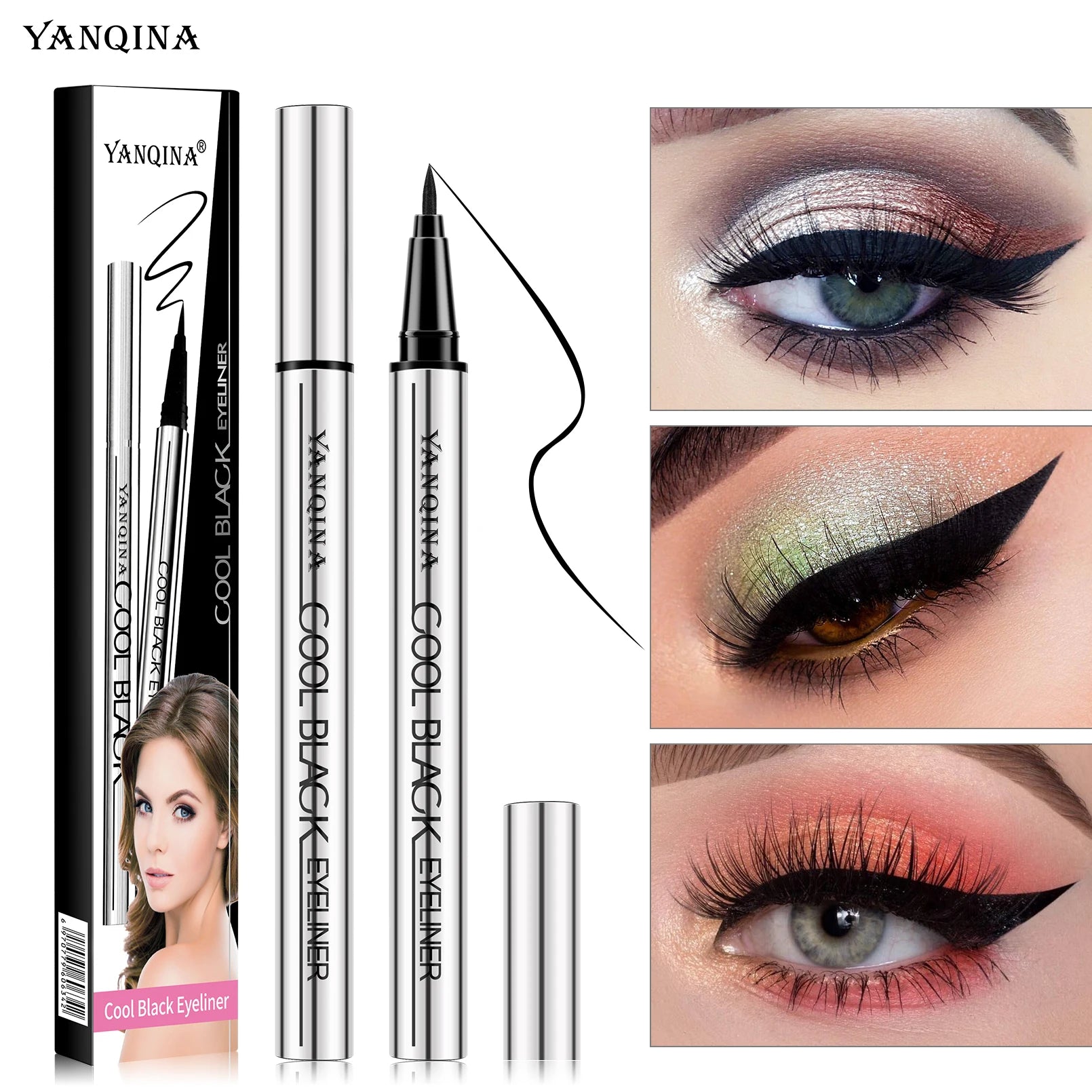 Quick-dry Eyeliner Pencil Makeup Long Lasting Smooth Matte Eye Liner Waterproof Anti Smudge Liquid Eyeliner Pen Eyes Cosmetics Qme