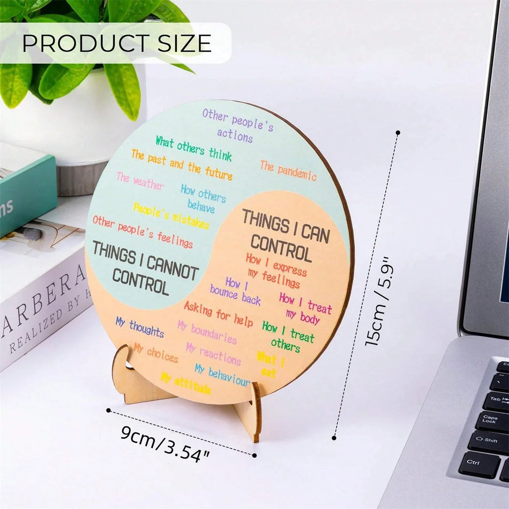 Feelings Wheel Therapy Office Desk Decor - Double Sided Mental Health Office Emotions Chart with Stand, Therapist Gifts for Home Qme