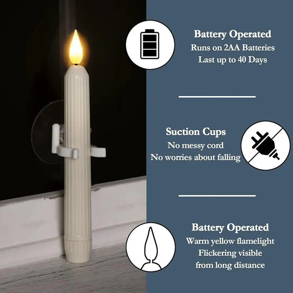 Candles Window LED Fake 7-inch Flameless Suction Lamp Sensor Indoor Qme