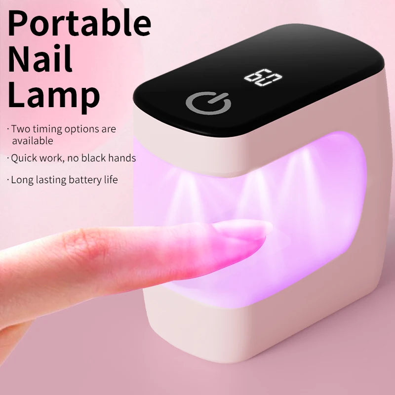 USB Nail Drying Lamp New Mini Rechargeable Timed Display UV LED Lamp Quick Drying For Gel Nail Polish Dryer Home Travel Use Qme