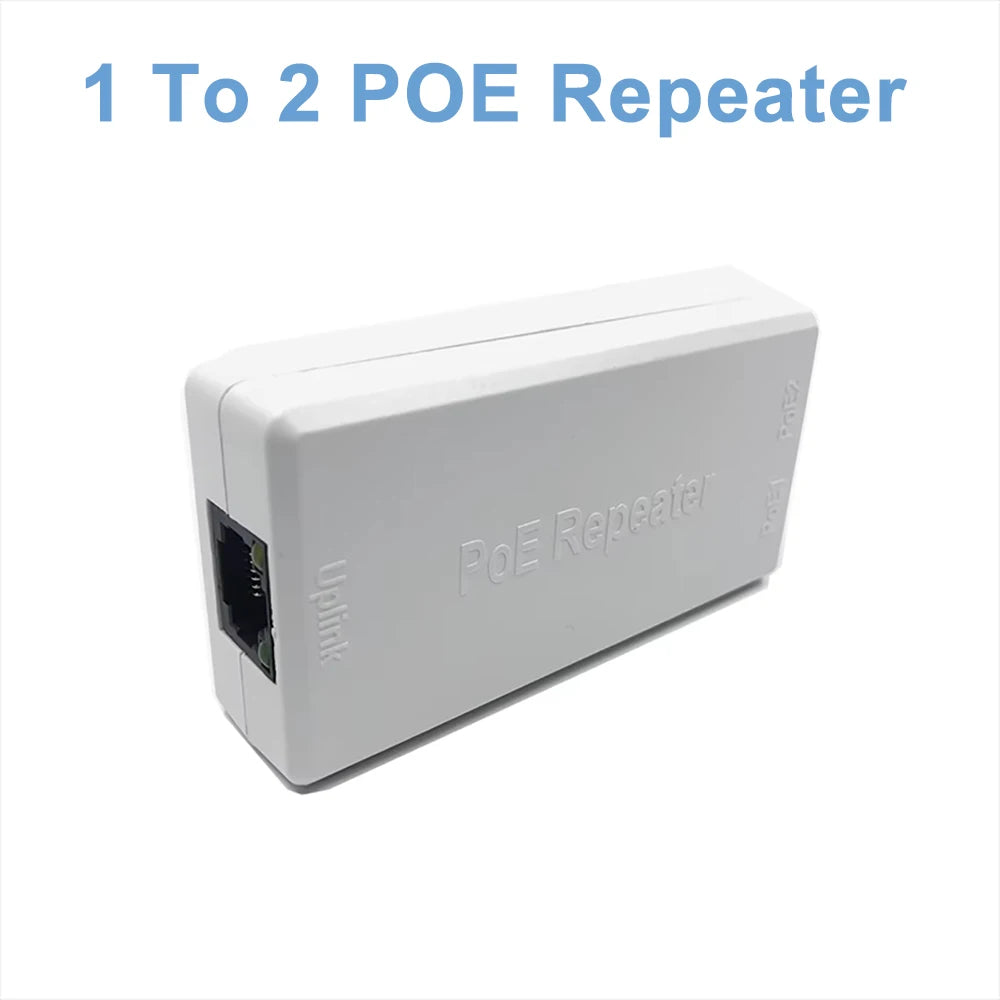 2pcs 1 To 2 Port 100Mbps POE Extender Network Switch Repeater IEEE802.3af/at Plug&Play for PoE Switch NVR IP Camera AP Qme