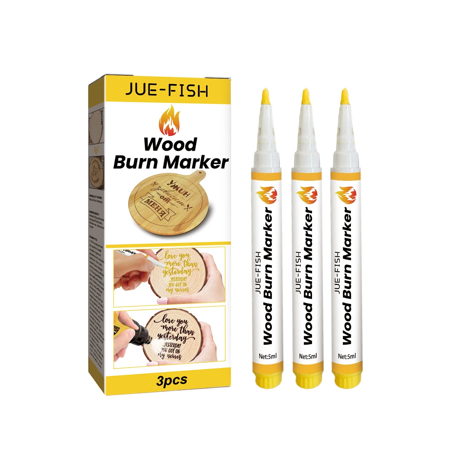 New DIY Scorch Wood Burned Marker Long Lasting Easy to Use Draw Complex Patterns Practical Chemical Wooden Marker Painting Pens Qme 3pcs Boxed