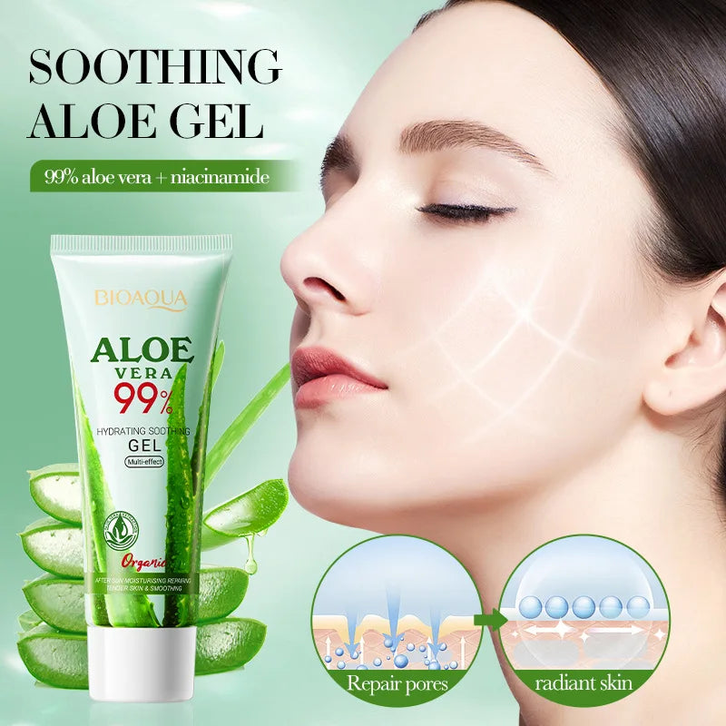 Aloe Exfoliating Gel Facial Deep CleansingPore Shrink Pore Cleansing Skincare Whitening Moisturizing Repair Facial Scrub Cream Qme