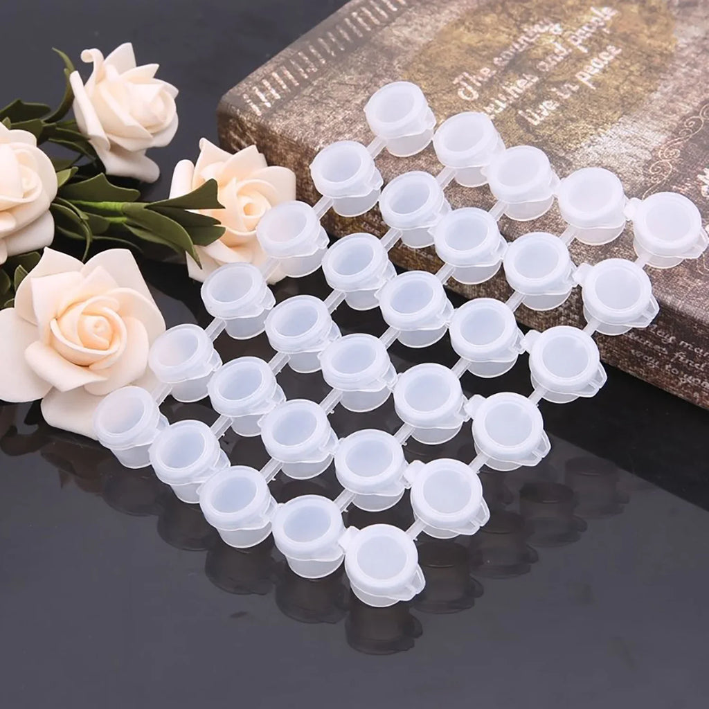10Strips 60Pots Empty Paint Strips Mini Paint Cup Box Pod Art Crafts Plastic Storage Container Pigment Container Drawing Supplie Qme