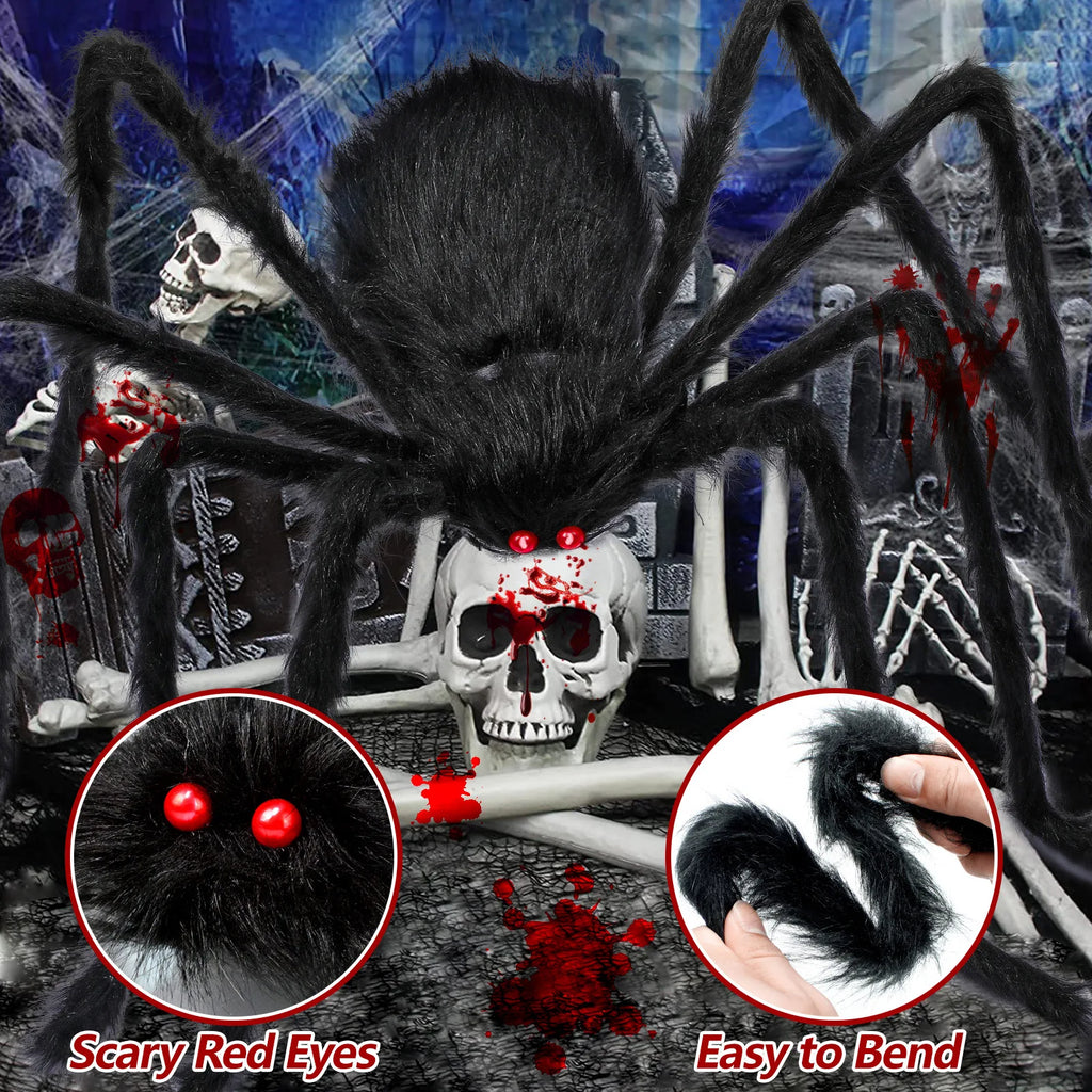 30-200cm Halloween Big Plush Spider Halloween Decoration Horror Giant Black Spider Outdoor Halloween Props Simulated Spider toys Qme