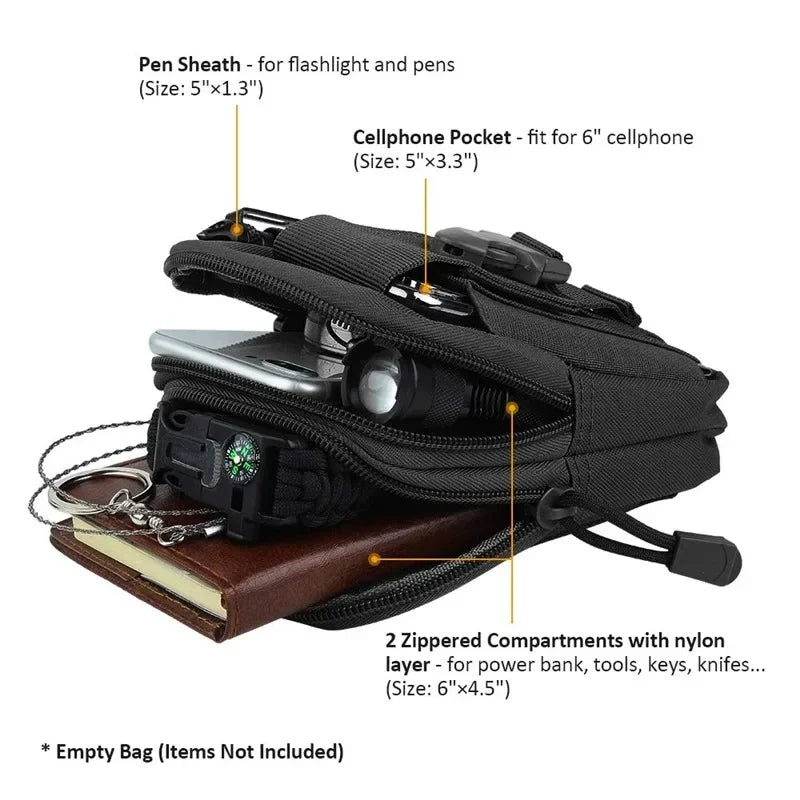 Men Mobile Phone Case Pouch Waist Bag Waterproof Nylon Multifunction Qme