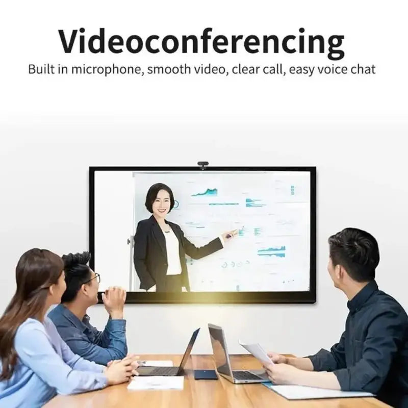 USB Webcam Desktop Built-in Mic Plug Play 360 Rotatable Work Home Qme