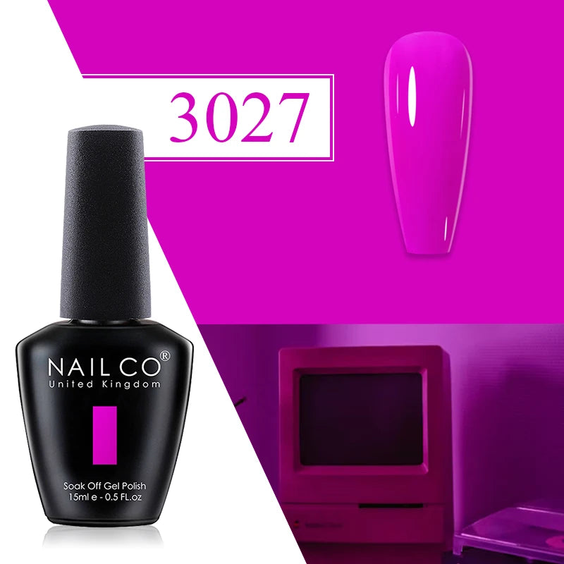 NAILCO Red Gel Nail Polish Wine Purple Semi Permanent Soak Off UV Qme 3027