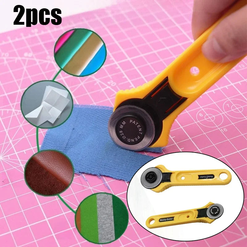 2PCS Rotary Cutter Set 28mm/45mm, Fabric Cutter for Sewing Quilting Leather Paper, DIY Craft Cutting Tool Qme