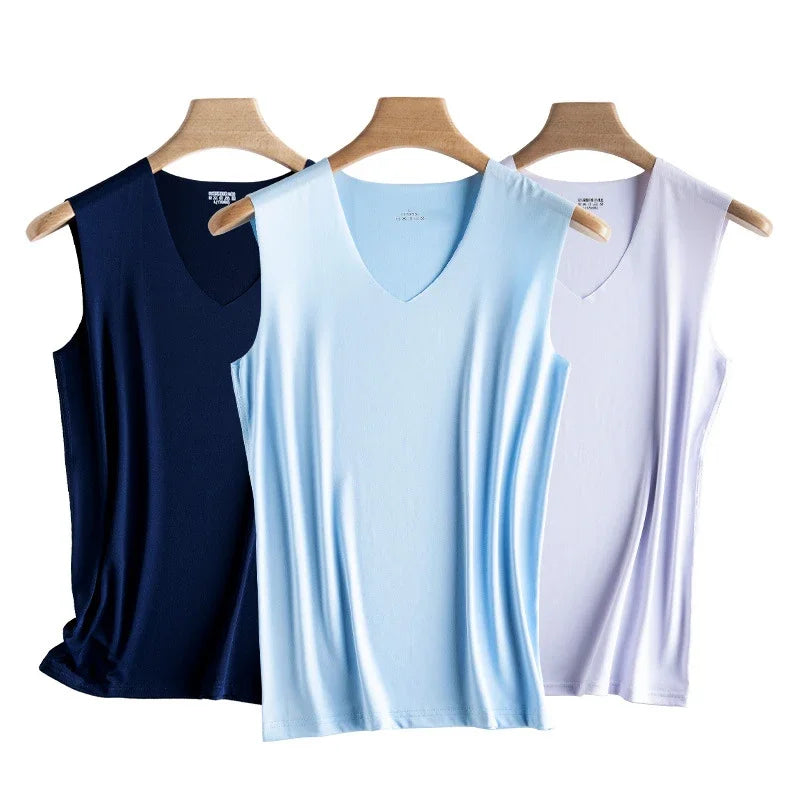 Men's Sleeveless T-shirt Vest Sports Ice Silk Fitness Undershirts Underwears Slim Fit Top Sports Sleeveless Breathable Singlet Qme