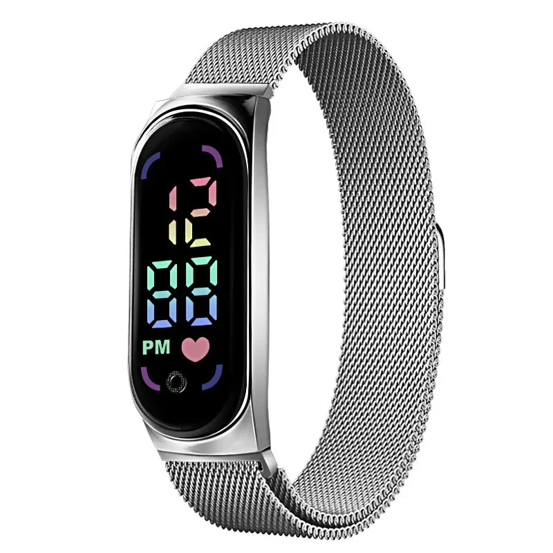 LED Women Watch Magnetic Watchband Strap Waterproof Touch Feminine Clock Fashion Digital Wristwatches Qme 2
