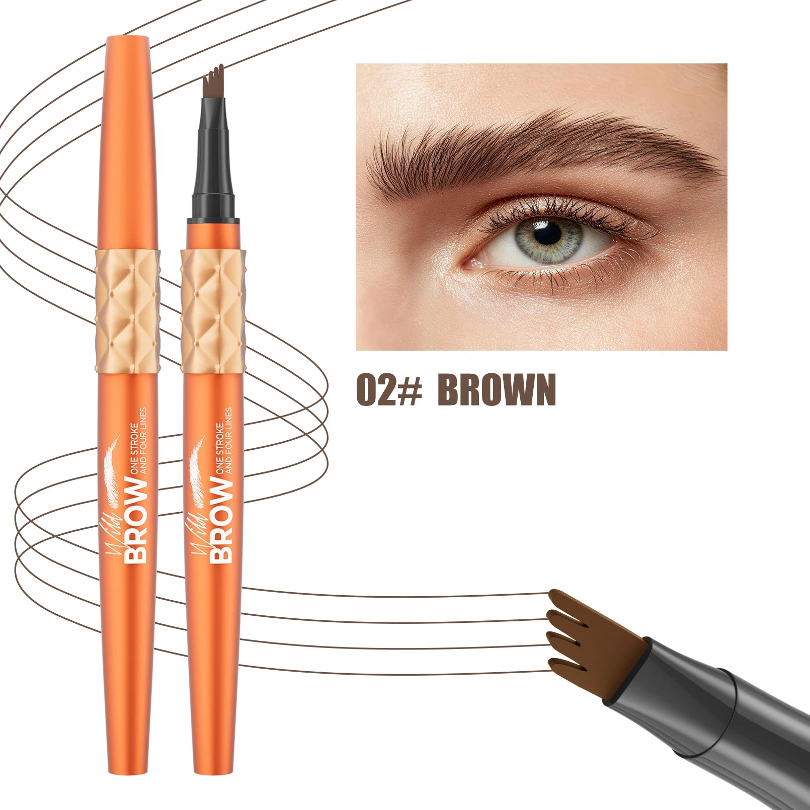 5 Colors 1PC 4 Forks Tip Eyebrow Pen Waterproof Sweatproof Liquid Microblading Eyebrow Pencil Natural Brow Makeup Qme 9716-2