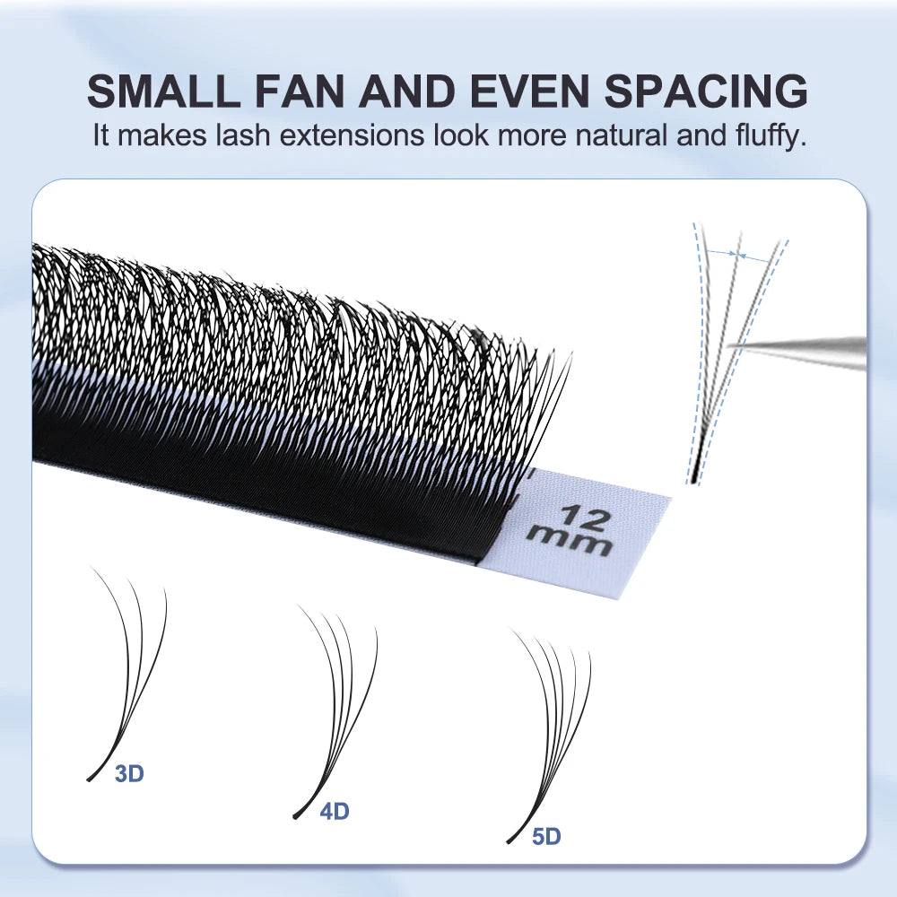 NATUHANA Narrow W-shaped 3D 4D 5D Eyelash Extensions Faux Mink Volume Qme