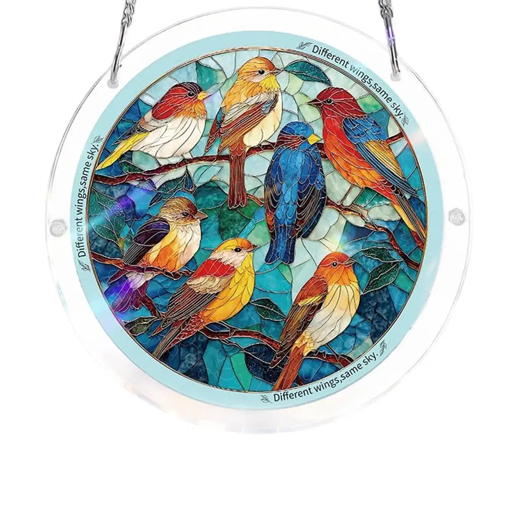Window Hanging Suncatcher Acrylic Puzzle Round Garland Decoration Qme B