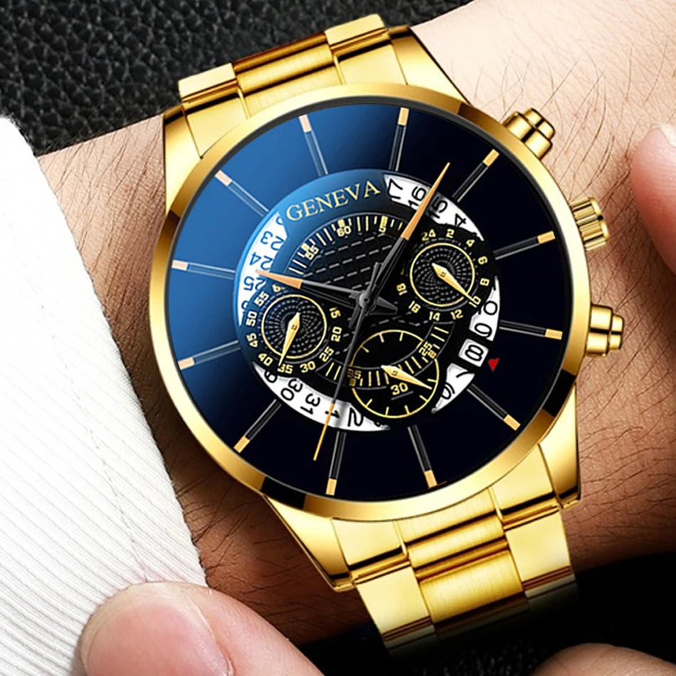 Men's Luxury Stainless Steel Watch, Sport Wristwatch, Exquisite Business Watch, Calendar, Men's Fashion Qme