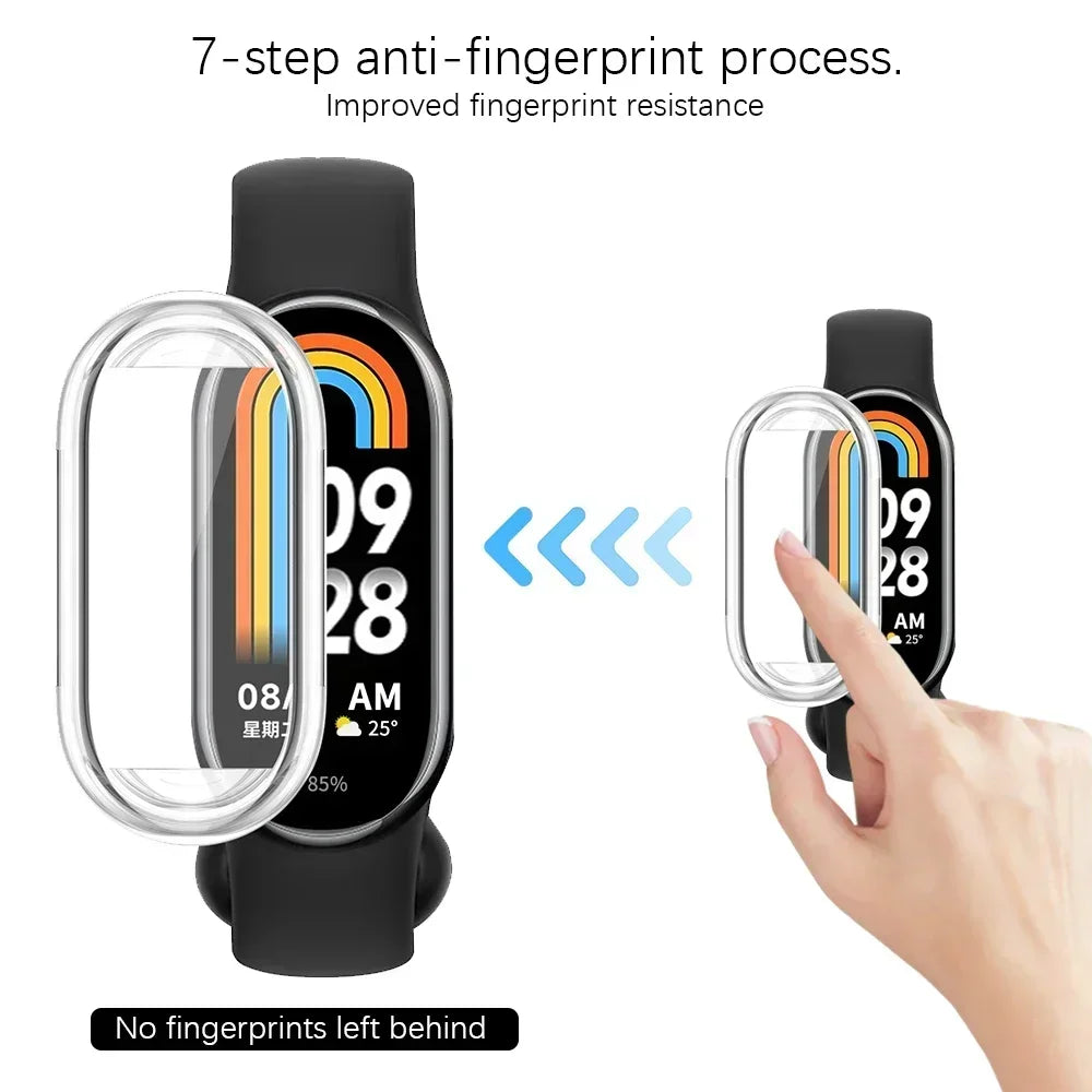 Protective Case Cover For Xiaomi Mi Band 8 Screen Protector Soft TPU with Sensitive Touch Control Miband 8 Accessories Qme