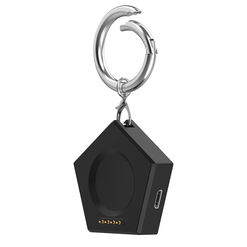 Magnetic Portable Charger Replacement Charger Dock with Keychain Type-C/Micro Port for Oneplus Watch2 OPPO Watch Qme Black