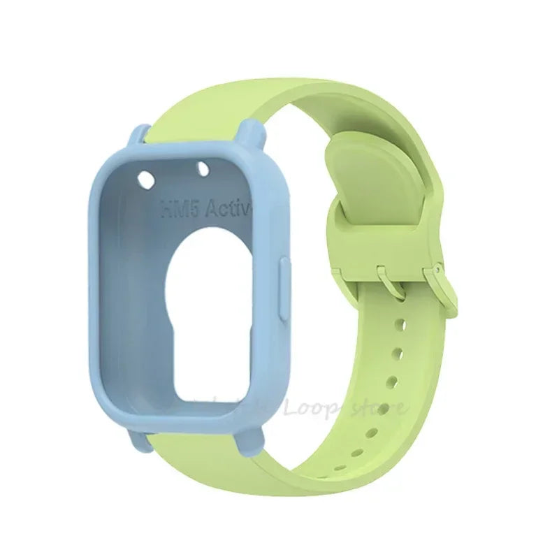 Silicone Case + Strap for Redmi Watch 5 Lite / 5 Active Repacement Bracelet Belt Smart Watchband Protective Shell Cover Qme