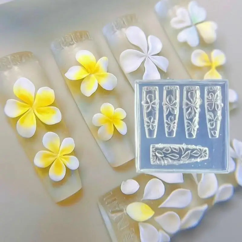 DIY Nail Art Decoration Transparent Template 3D Silicone Flower Qme