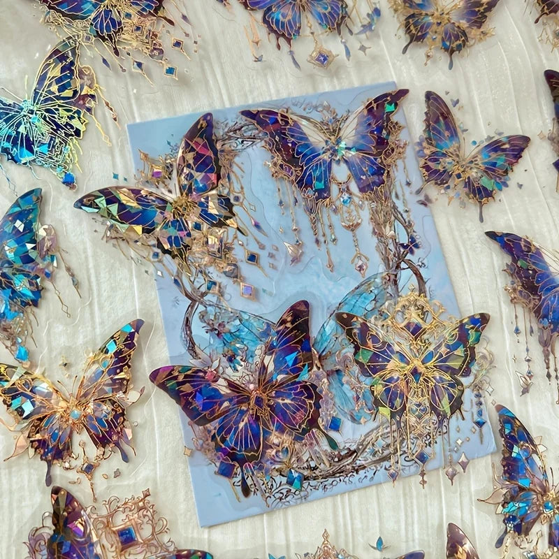 20pcs Colorful Butterflies Journal Planner PET Sticker Pack Diy Handbook Decoration Diary Sticker Scrapbook Aesthetic Stationery Qme E