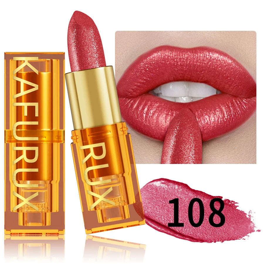 16Colors Bold Intense Glitter Shiny Metallic Lipstick Lip Tint Long Qme 108