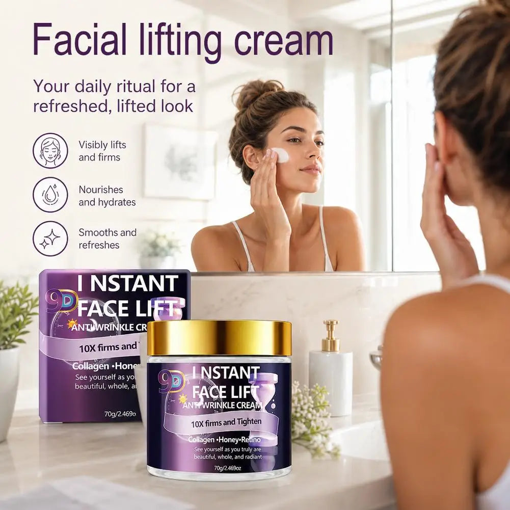 Instant Face Lift Cream 60g, Anti Wrinkle Skincare With Collagen, Honey & Retinol For 10X Firming & Tightening Qme