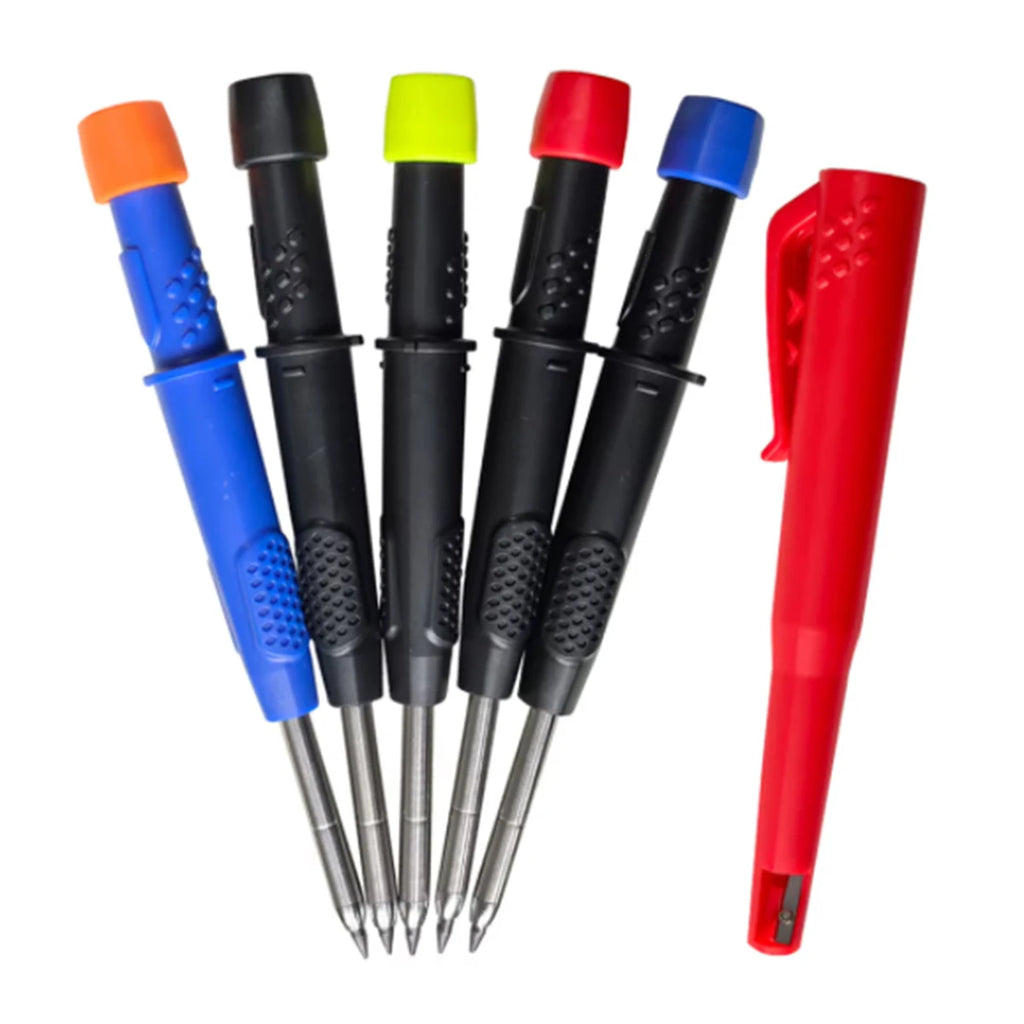 Carpenter Mechanical Pencil With Refills One-piece Design Pen Cap Built-in Sharpener Woodworking Construction Marking Tool Qme