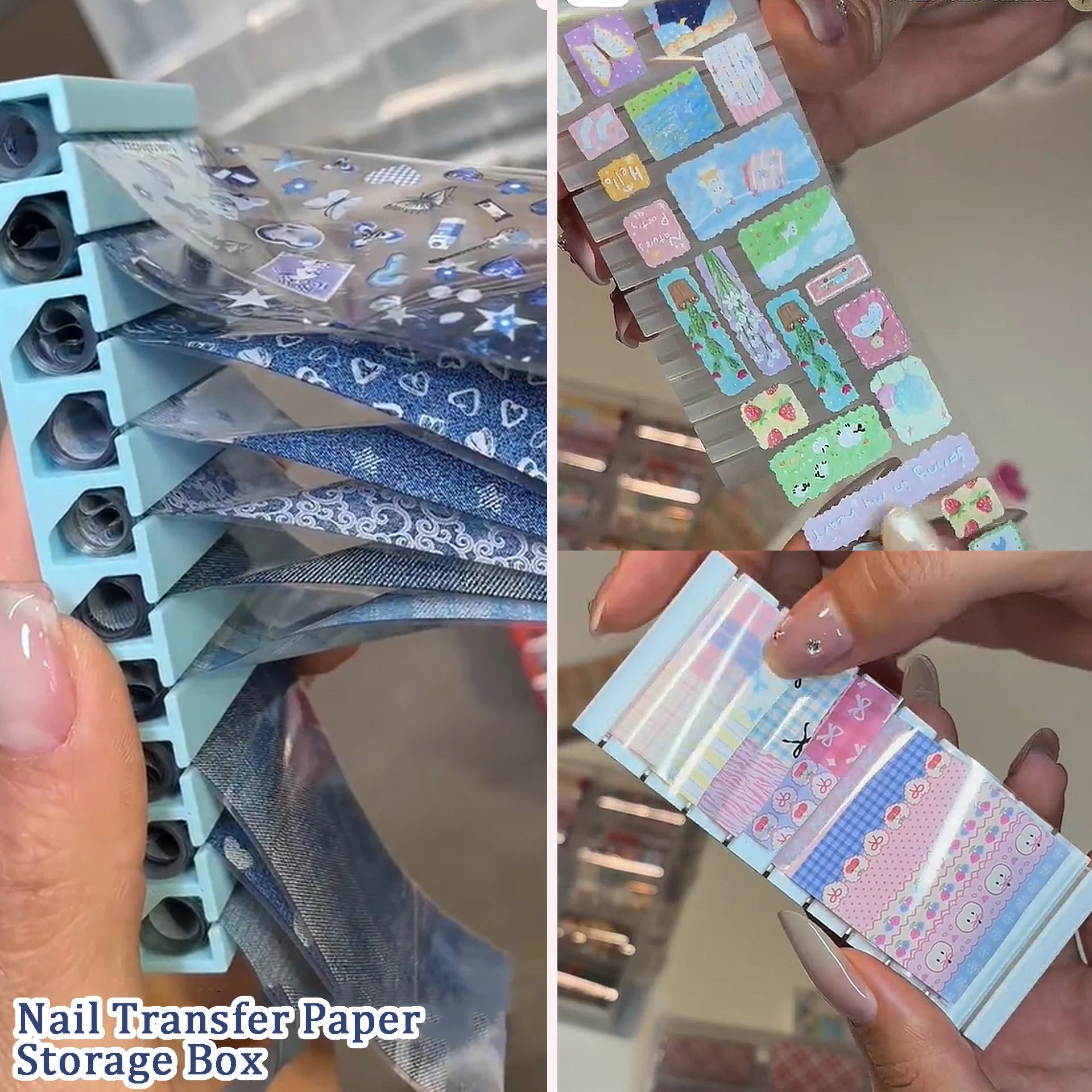 10 Grids Nail Transfer Foil Paper Storage Holder Roll-Up Nail Foil Stickers Space-Saving Manicure Tool Nail Art Accessories Qme