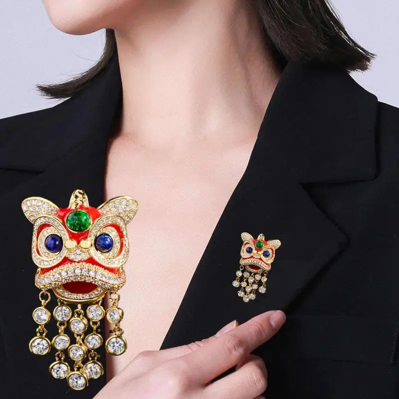 Cute Zodiac Pony Lion Dance Brooches Versatile Animals Horse Corsage Pins Clothing Accessories New Year's Gifts Qme