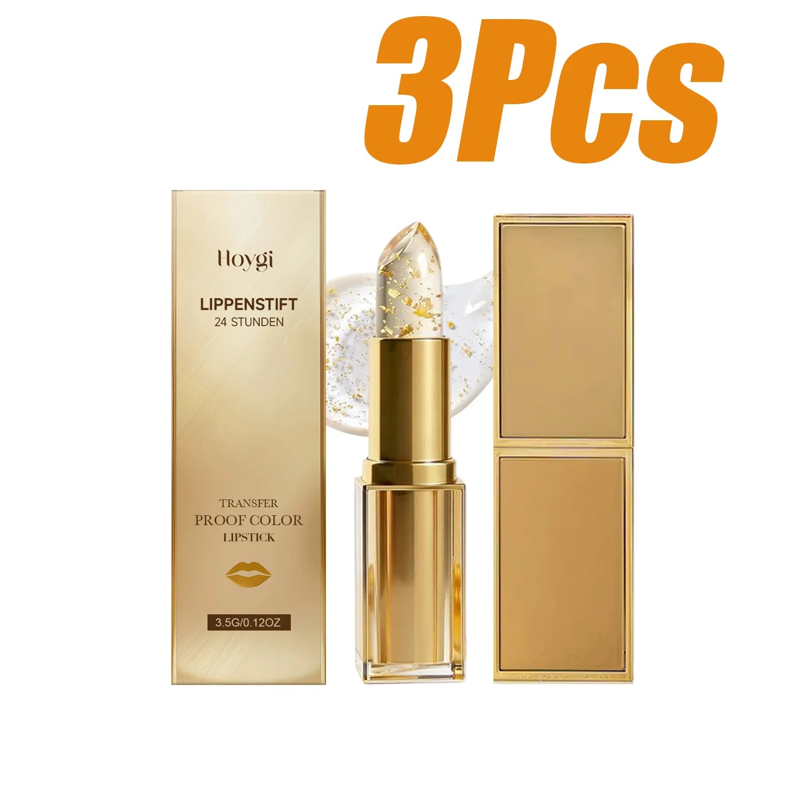 Gold Foil Color Changing Lip Balm Nourishing Transfer Proof Moisturizing Lipstick Temperature Sensitive Long Lasting Lip Care Qme 3Pcs