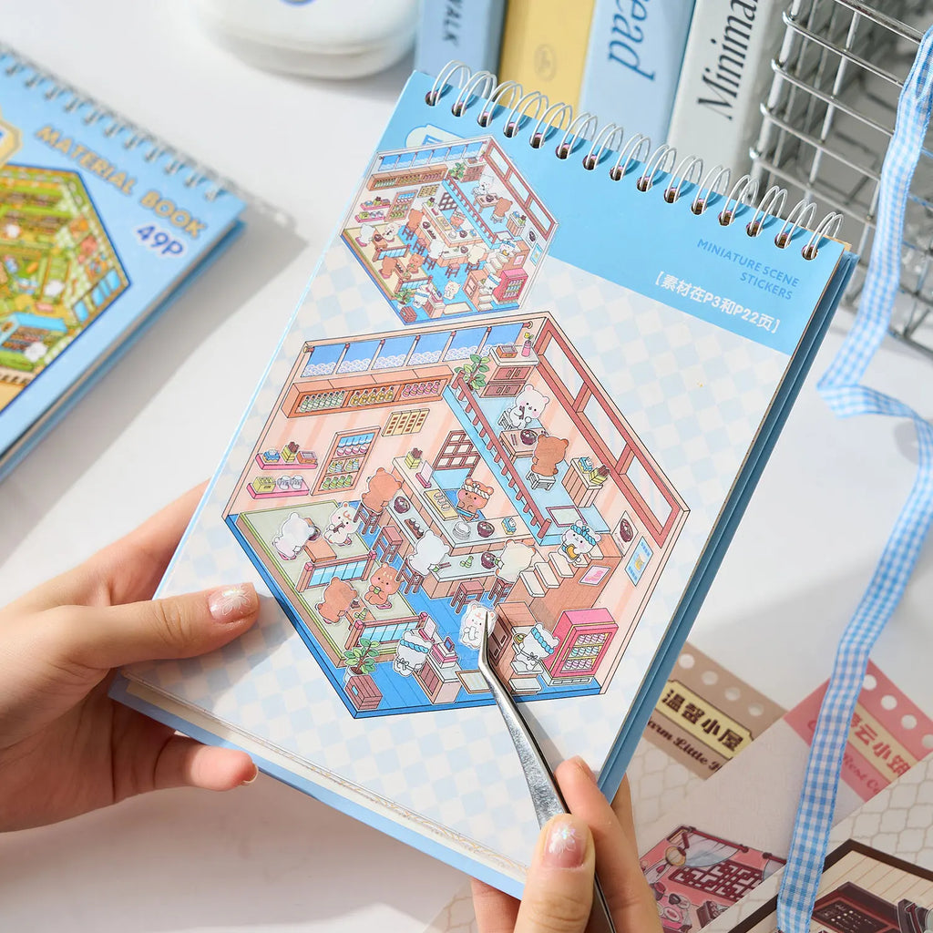 50pcs 50in1 3D Landscape Sticker Collection Book Album Cartoon Scene DIY Toy Game Festival Birthday Gift for Kid Girl Child Qme