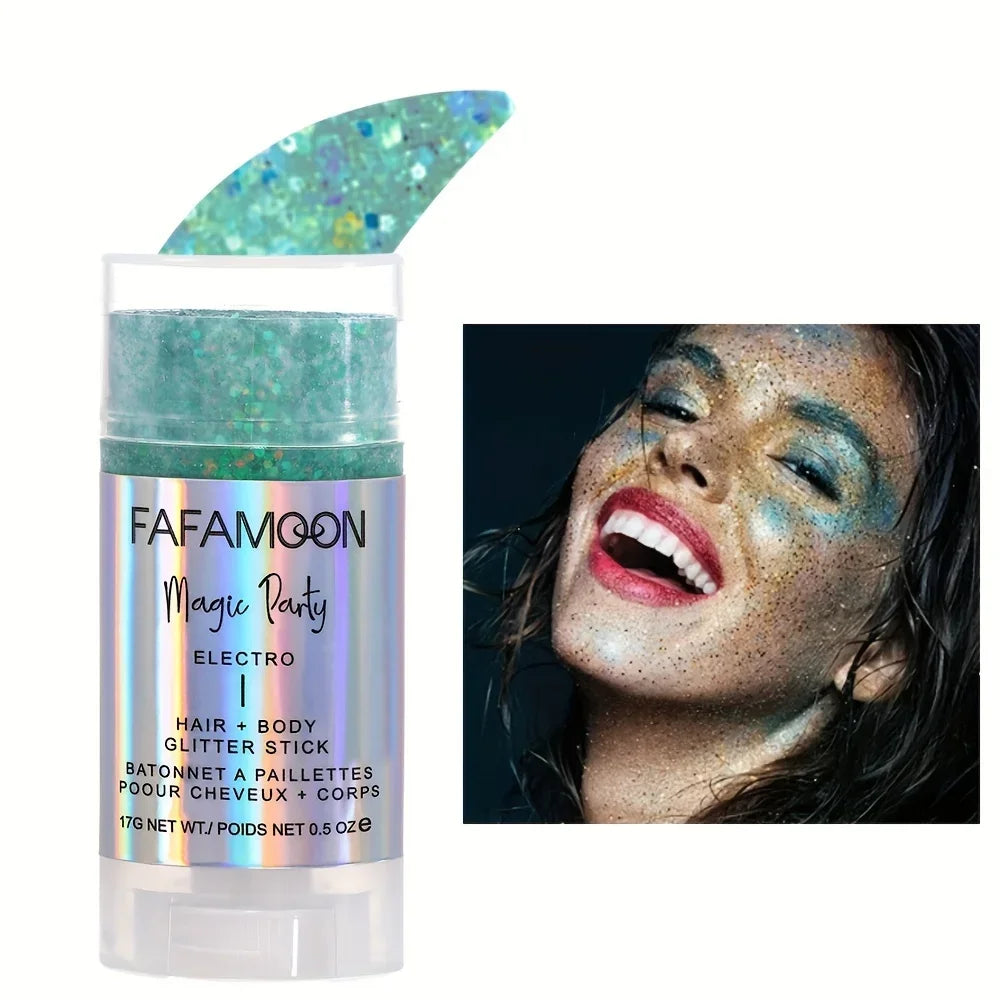 Body Glitter Stick, Singer Music Rave Festival, Rotating Mermaid Face Glitter Stick, Holographic Glitter for Face/Body/Hair/Eye Qme 04