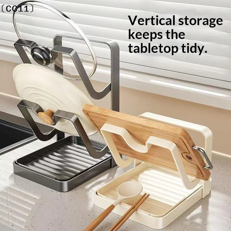Pot Lid Storage Rack Kitchen Counter Organizer Countertop Removable Qme