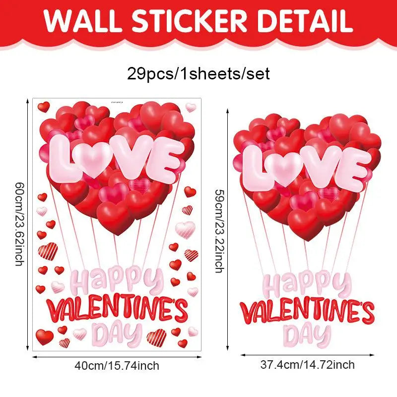 Heart Shaped Wall Window Stickers Valentine's Day Festive Party Atmosphere Decorations For Home Party Shop Restaurant Qme A6