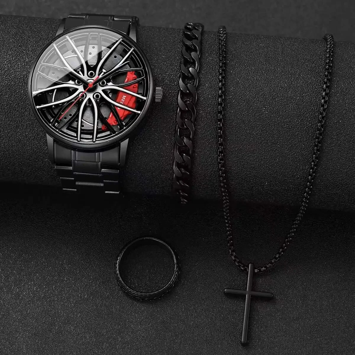 Trendy brand sports car wheel clamp design, trendy student watch, 3D racing elements Qme