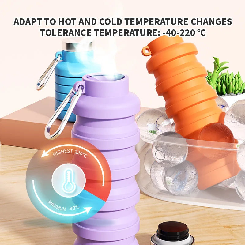 Creative Foldable Silicone Water Bottle Portable Outdoor Travel Cup Qme