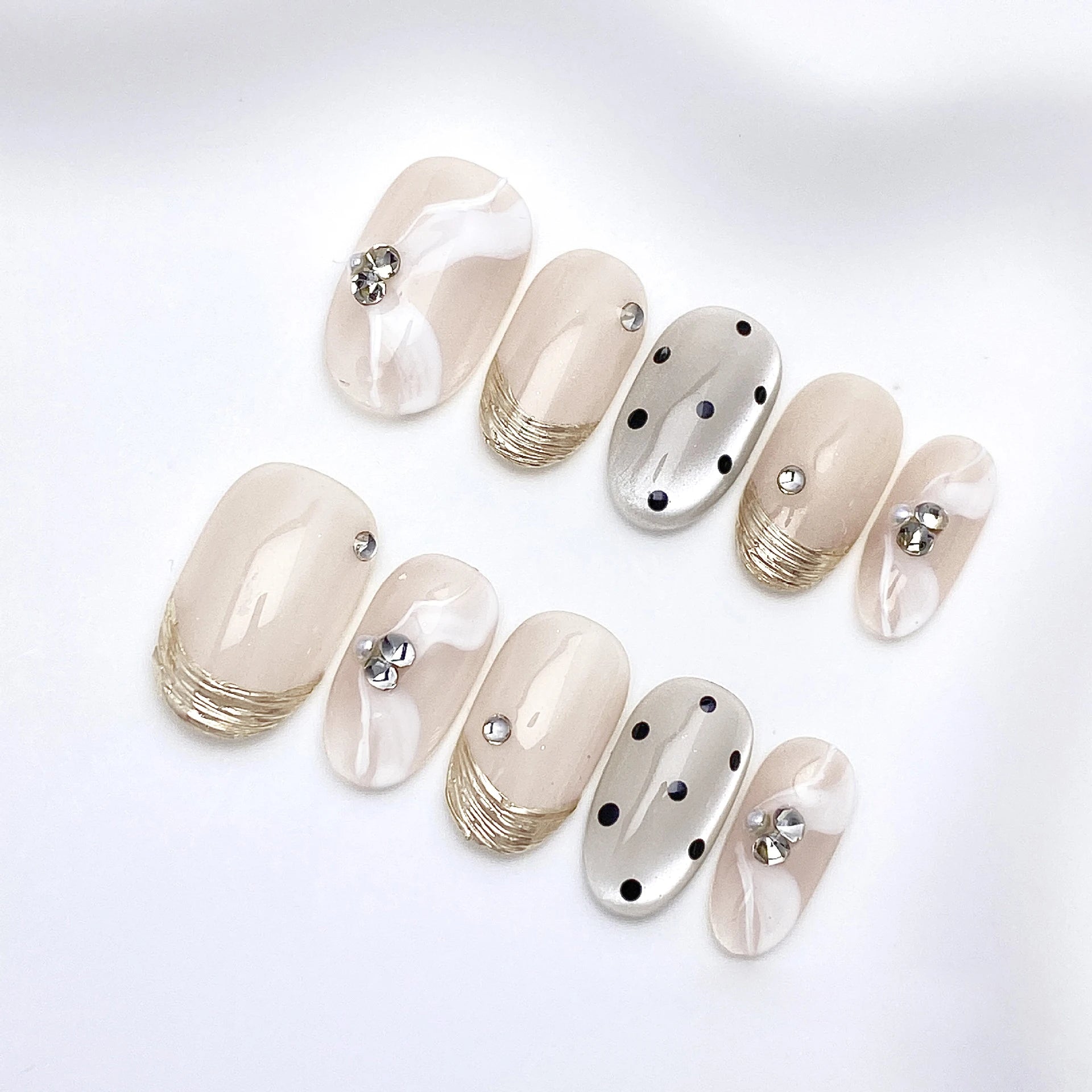 Fantasy Purple Pink Handmade Nails Tips Flower Short Oval False Nail Qme GJ-CDJ-ZB154-M
