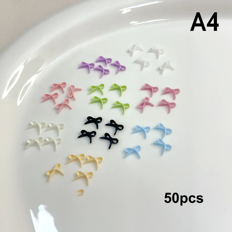 Chic Trendy Manicure Look Ribbon Bowtie Nail Charms Light Luxury Qme A4