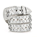 Simple PU Leather Rhinestone Belts Spicy Girl Blingbling Rivet Belt Qme Silver