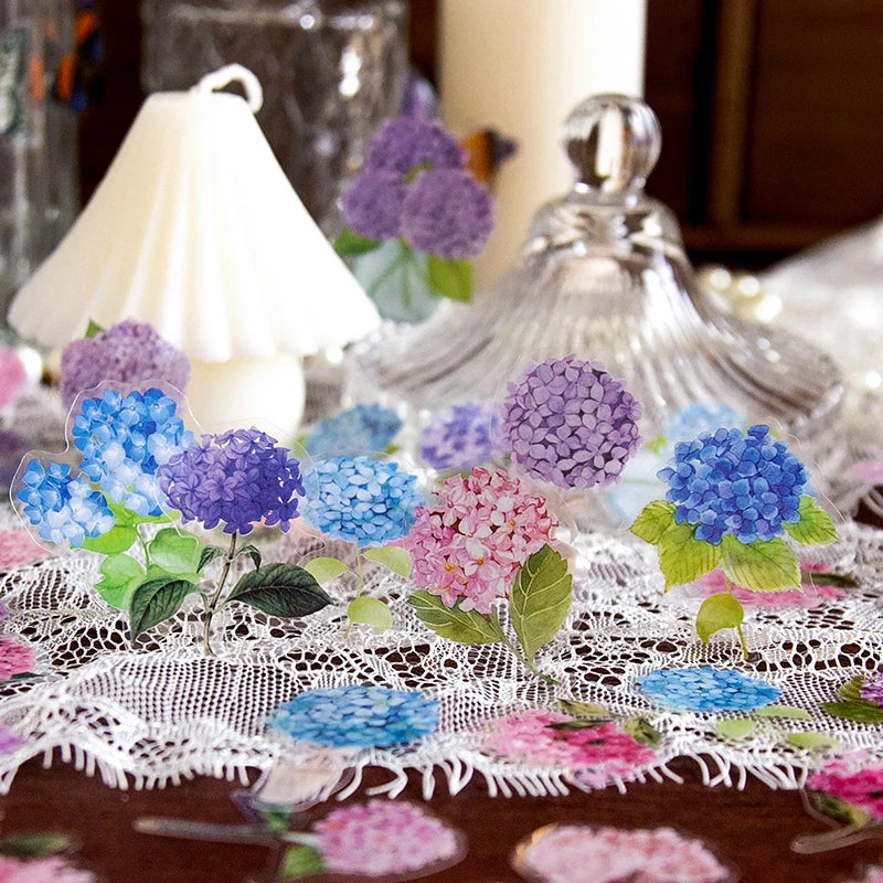 100pcs Flowers Sticker pack Rose Tulip Daisy Transparent Waterproof Plant hand account Decoration Scrapbooking Material Qme