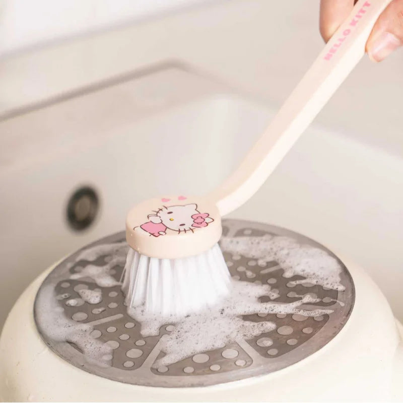 Hello Kitty Kuromi Kitchen Pot Scrubber Dishwashing Wonder Soft-Bristled Long-Handled Pot Scrubber for Home Use Qme