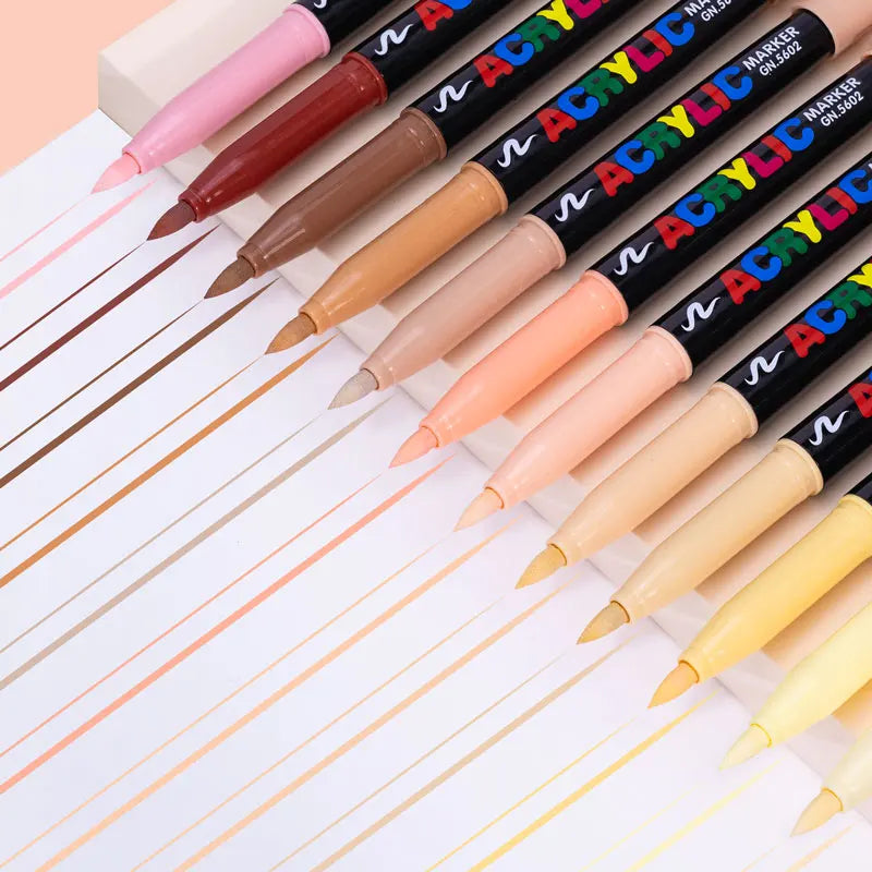 GN Acrylic Paint Pens Skin Tones Assorted Color Series Markers Set, Brush Tip, for Rock Painting, Glass, Non Toxic,Quick Drying Qme